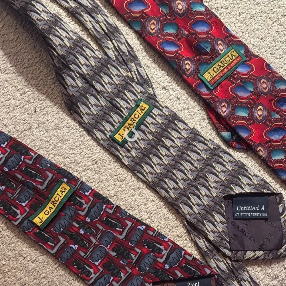J. Garcia Vibrant Tie Collection in Red, Black, and Gray